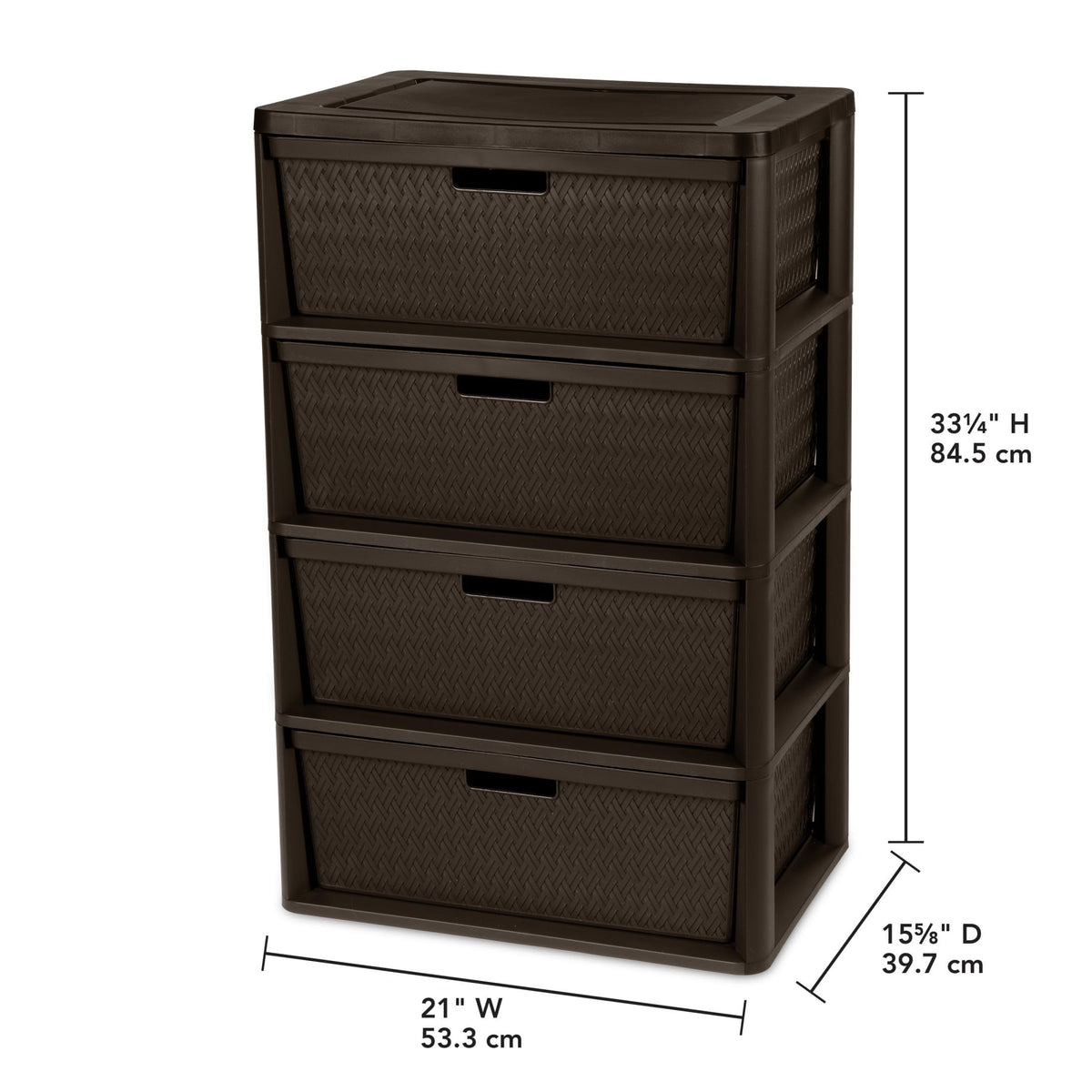 Brown 4-Drawer Storage Tower with Bins X4722