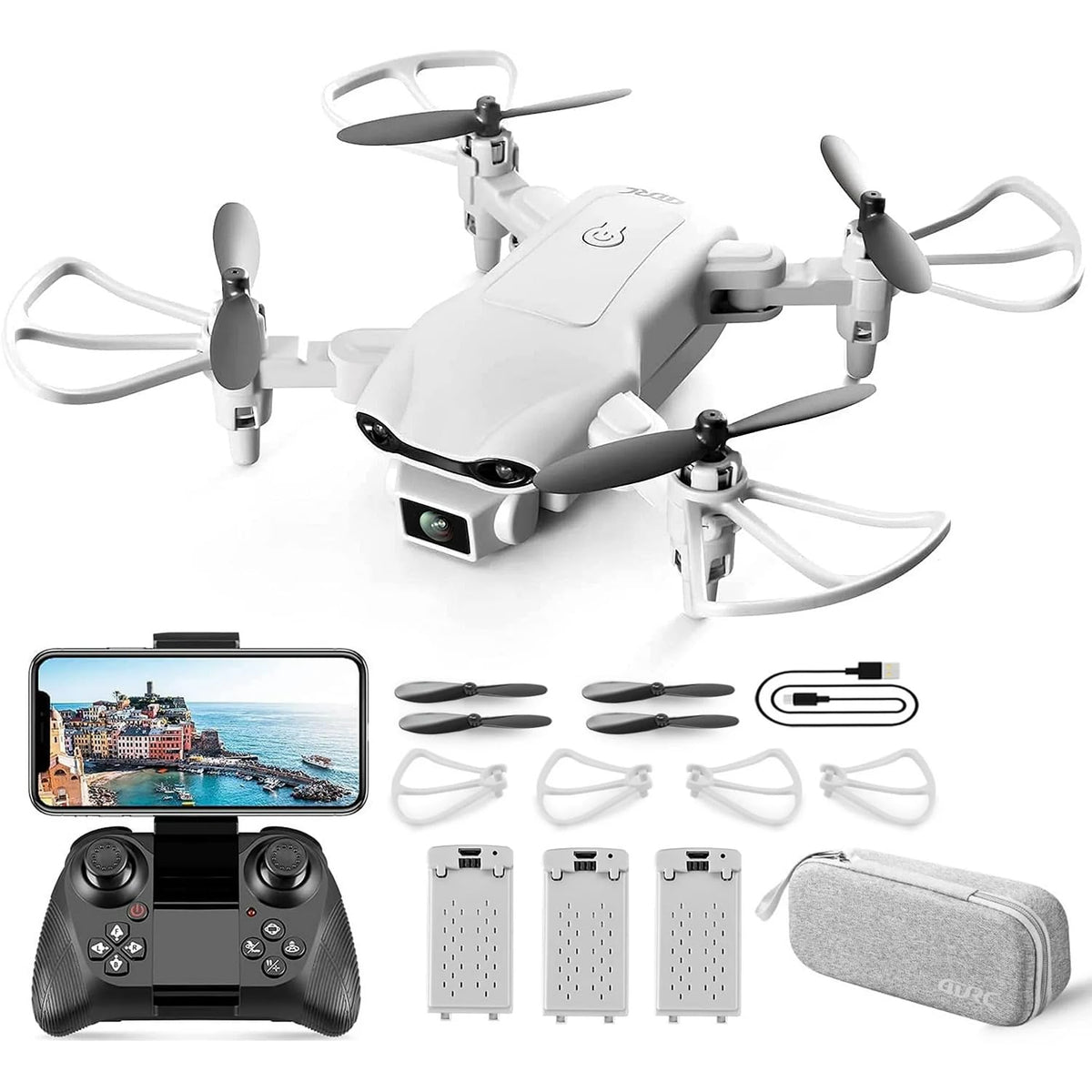 Mini Drone with 1080P HD Camera, 3 Batteries, Gray X21438