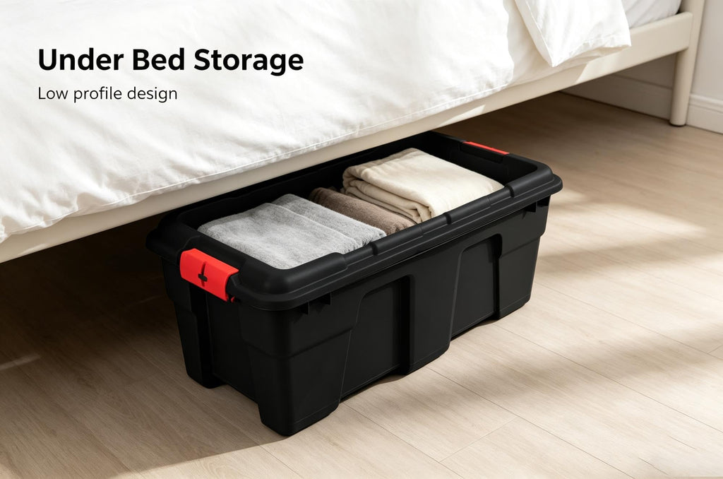 Black 17 Gallon Plastic Storage Footlocker L638516
