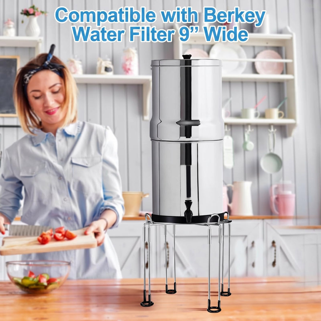 10" Diameter 8" Tall Stainless Steel Gravity Fed Water Filter Stand C517883