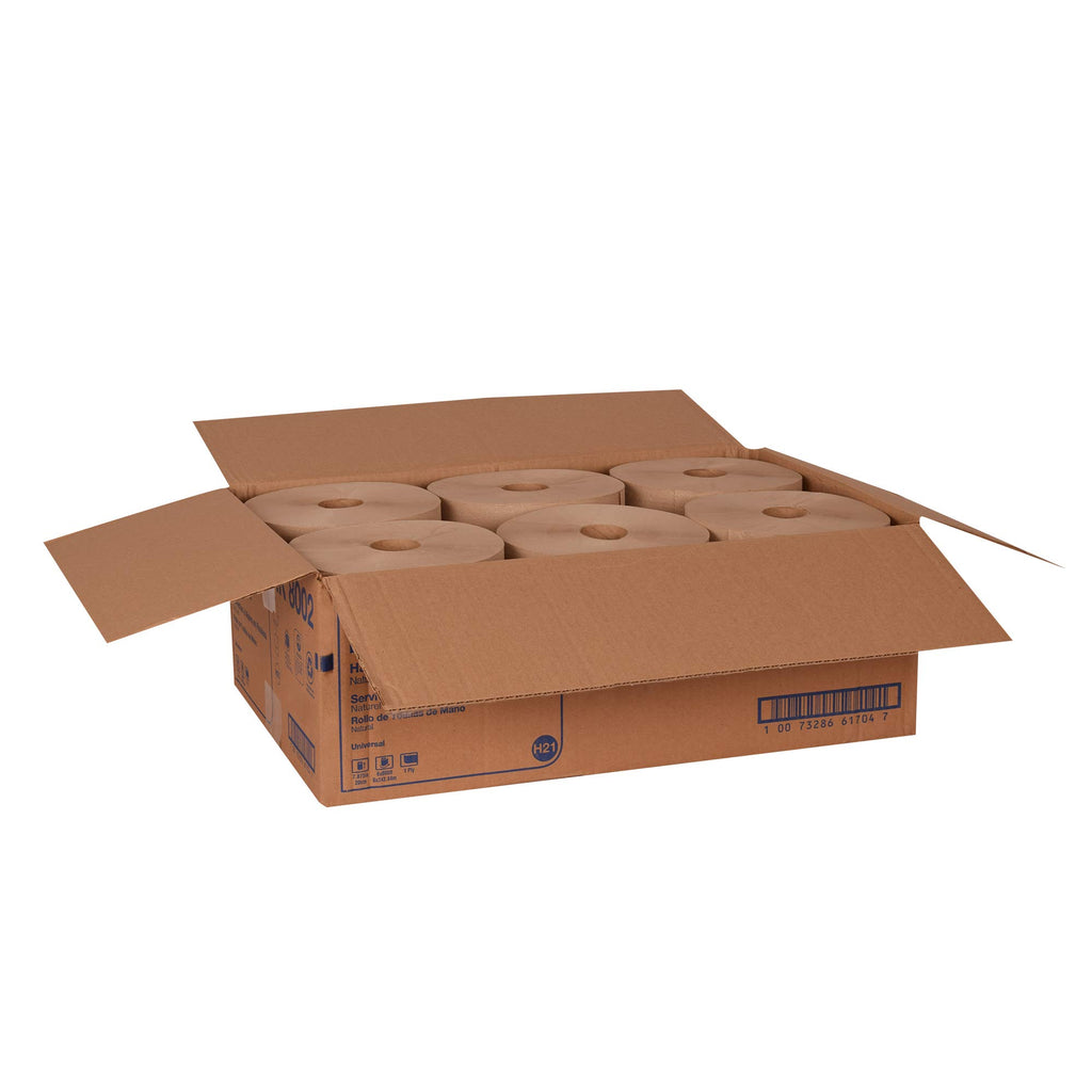 Natural Paper Hand Towel Roll, 6 Rolls x 800 Ft B156140
