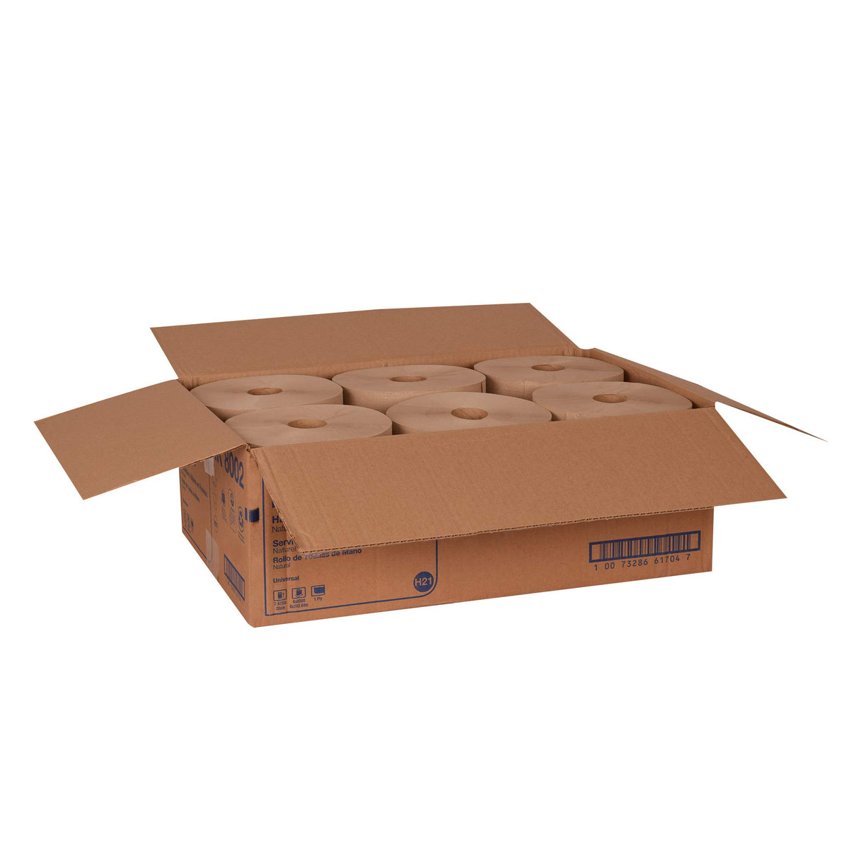 Natural Paper Hand Towel Roll, 6 Rolls x 800 Ft B156140