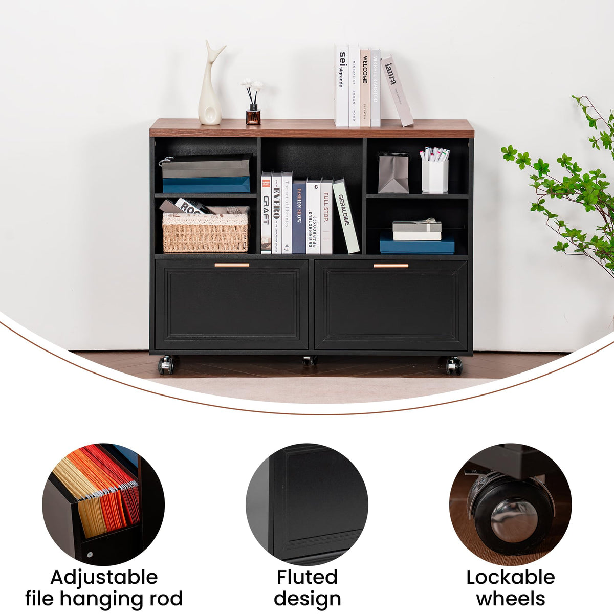 39.3" Lateral File Cabinet with Wheels, 2 Drawers K119