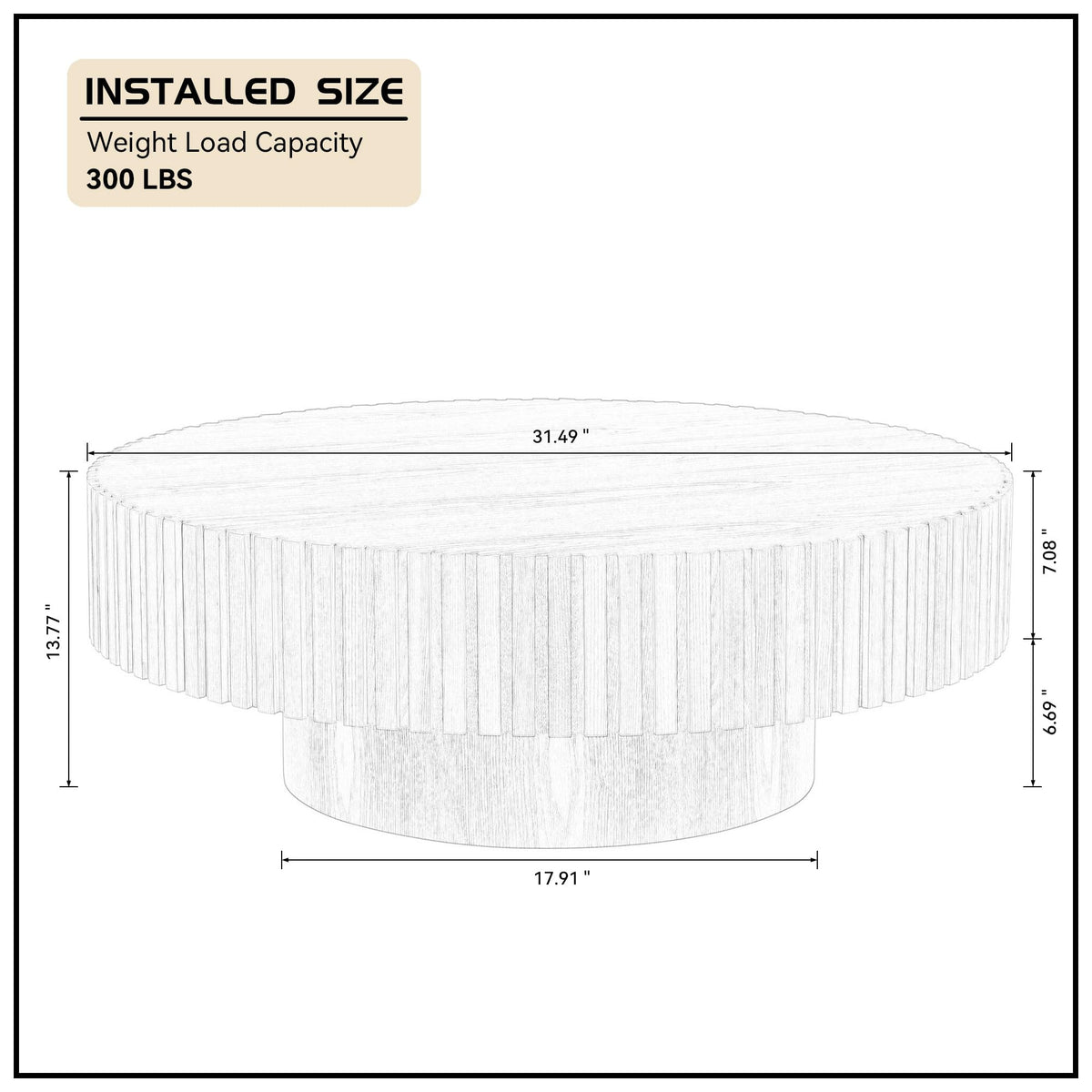 Black Round Coffee Table with Base M647