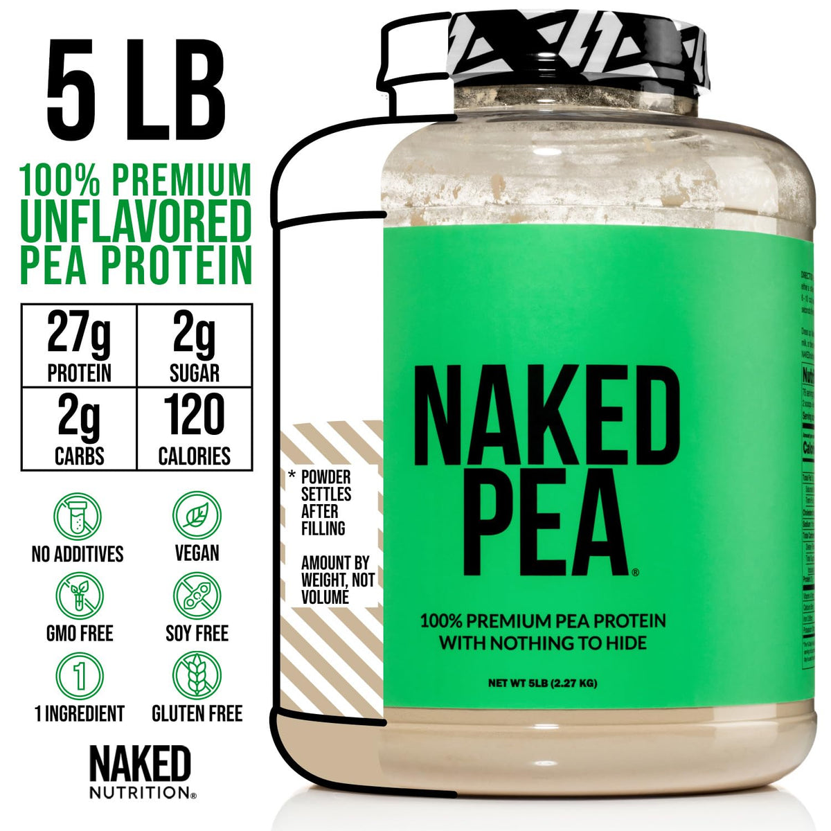 Dairy Free Protein Bundle: 5LB Unflavored Pea and 2LB PB R379