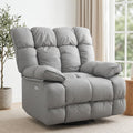 Oversized Gray Leather Power Swivel Rocker Recliner V88525