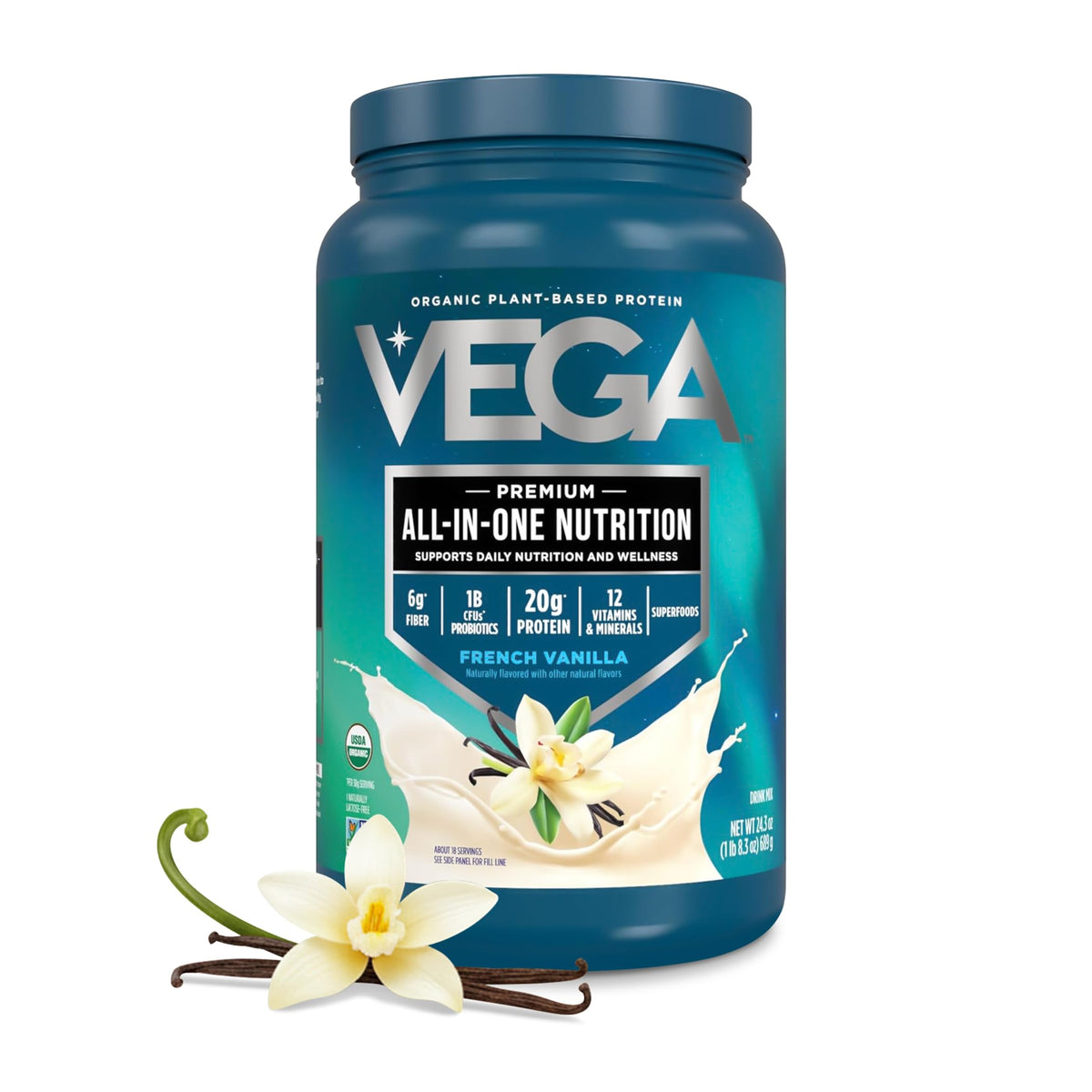 Organic Vegan Protein Powder French Vanilla 1.5 lbs U699