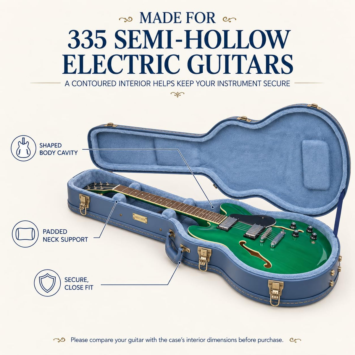 Smoke Blue Guitar Case for Semi-Hollow Electric Guitars X96978