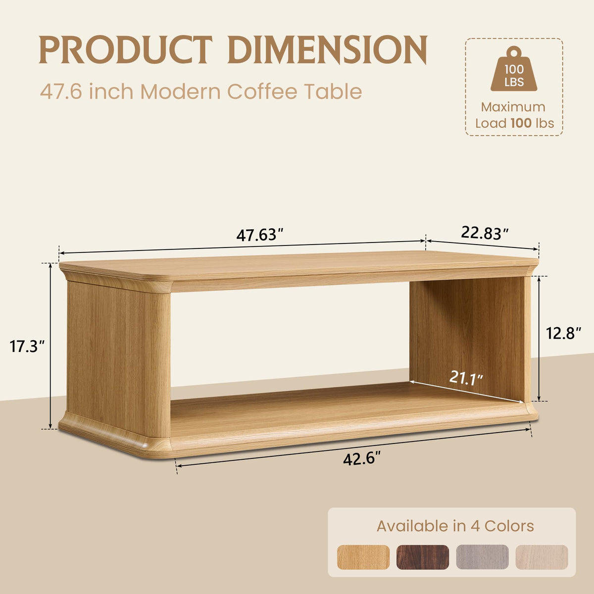 47.6" Wood Coffee Table Q793270