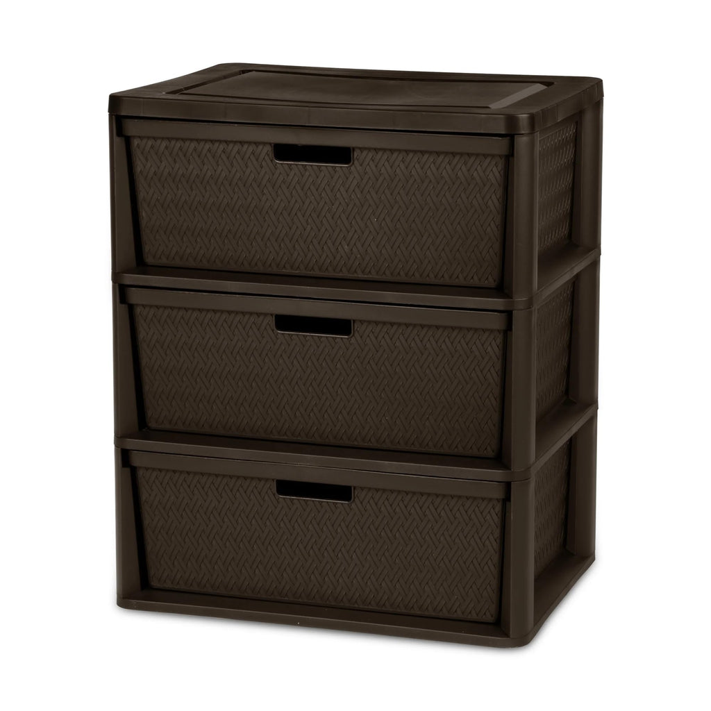Brown 3 Drawer Plastic Storage Tower T13404