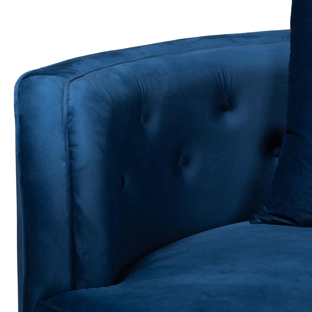 Navy Blue Velvet and Brushed Gold Metal Sofa E8647