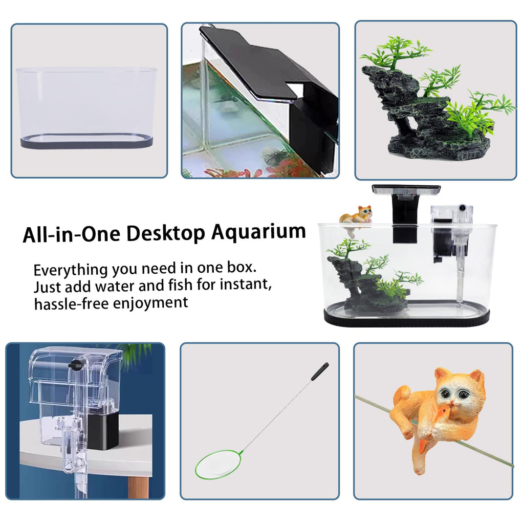 2 Gallon Fish Tank Kit with Filter and Light L5530