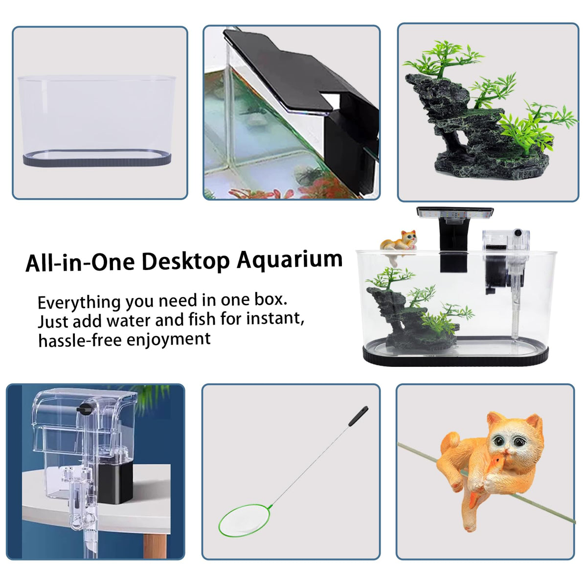 2 Gallon Fish Tank Kit with Filter and Light L5530