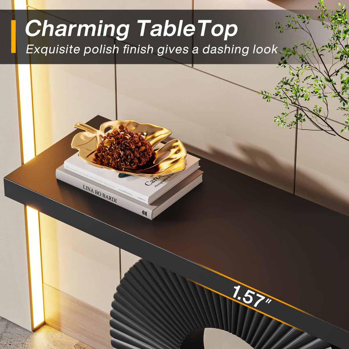 Black 40 inch Wood Console Table S48377