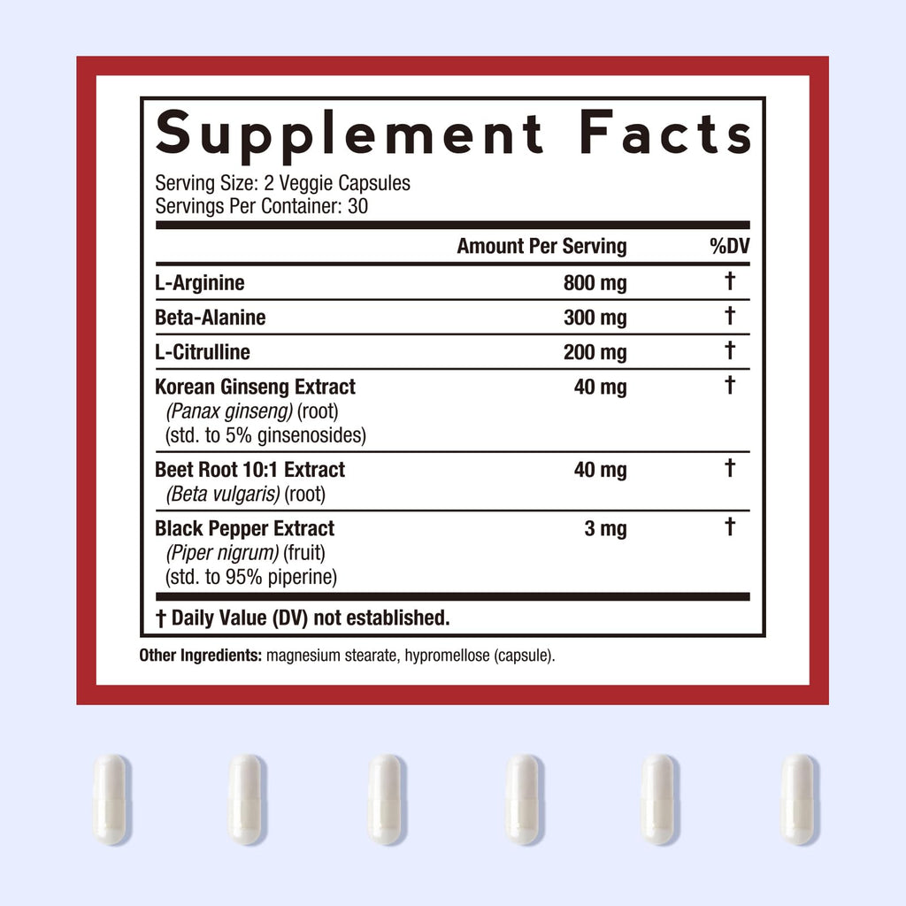 Nitric Oxide Booster 1380 mg 60 Vegan Caps E4992
