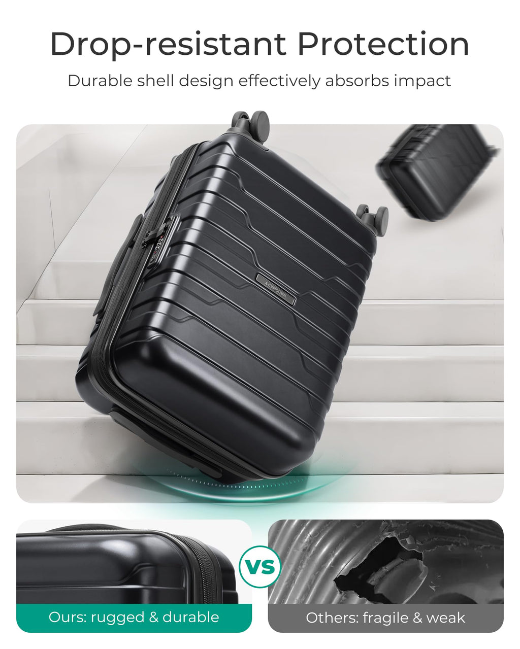 Expandable Spinner Carry-On Luggage 20" Black G17376