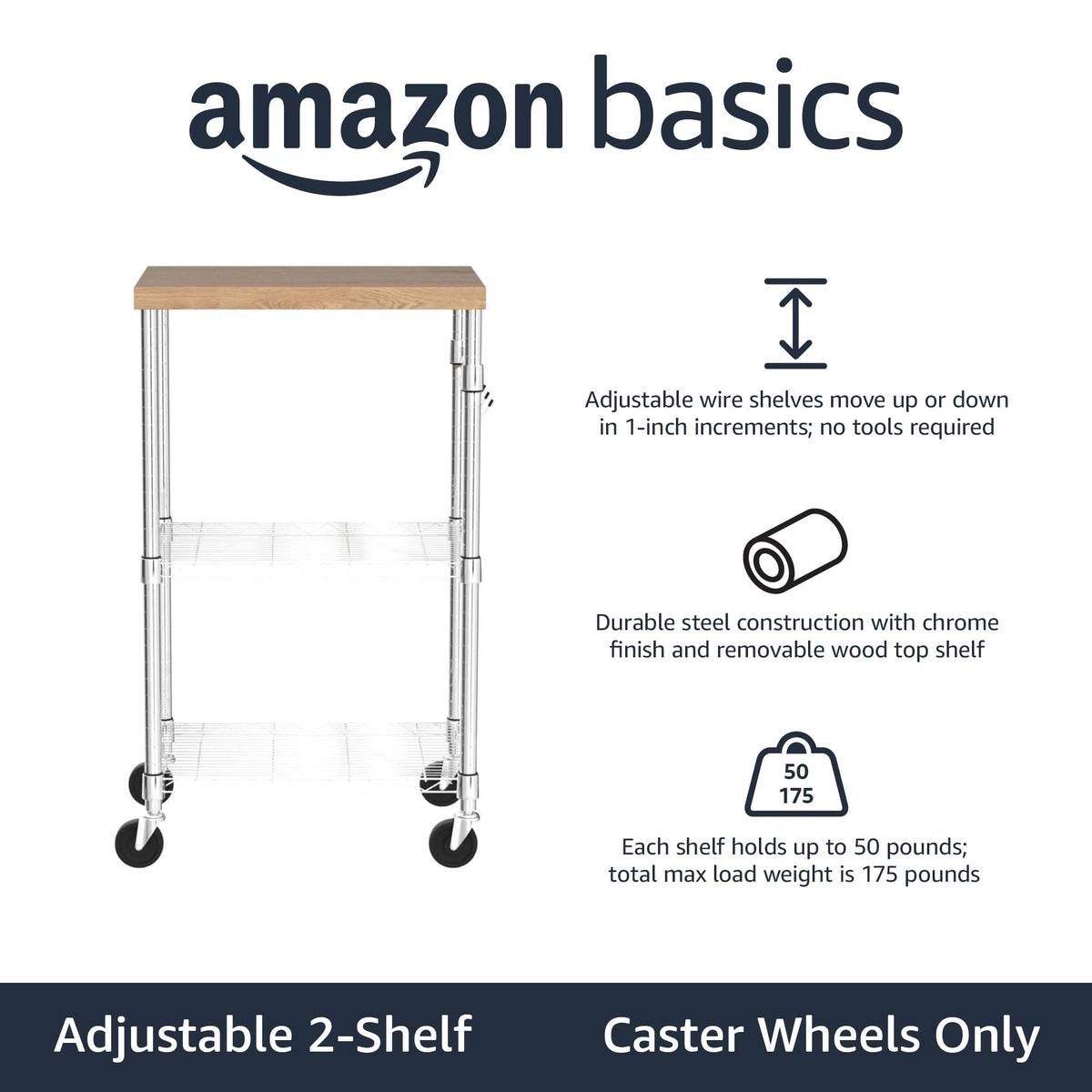 3-Tier Kitchen Storage Rack with Caster Wheels P21827