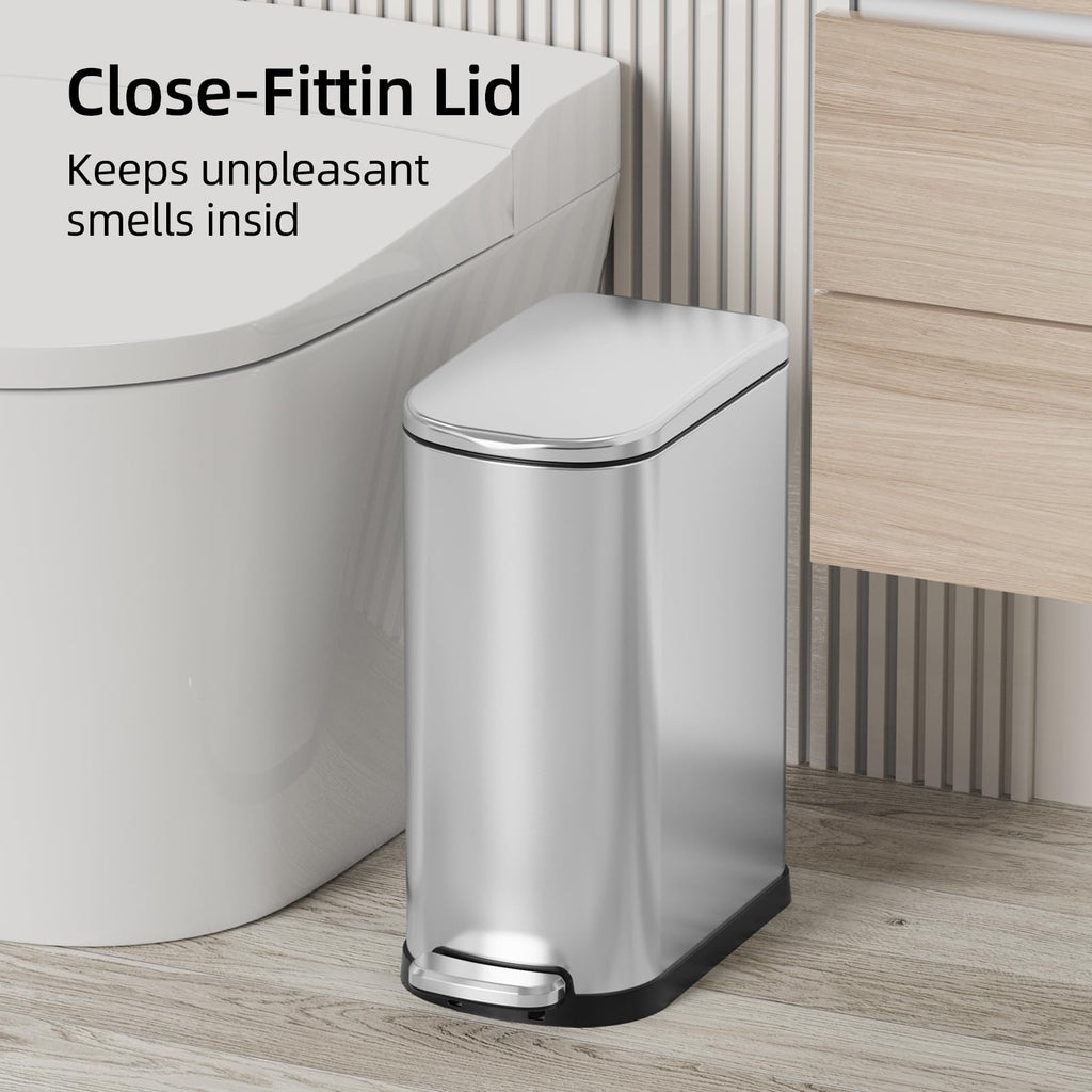 2.6 Gallon Stainless Steel Step Trash Can with Lid Q907