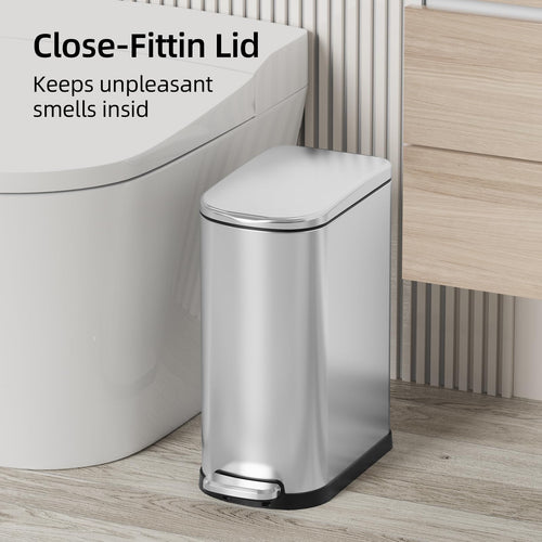 2.6 Gallon Stainless Steel Step Trash Can with Lid Q907