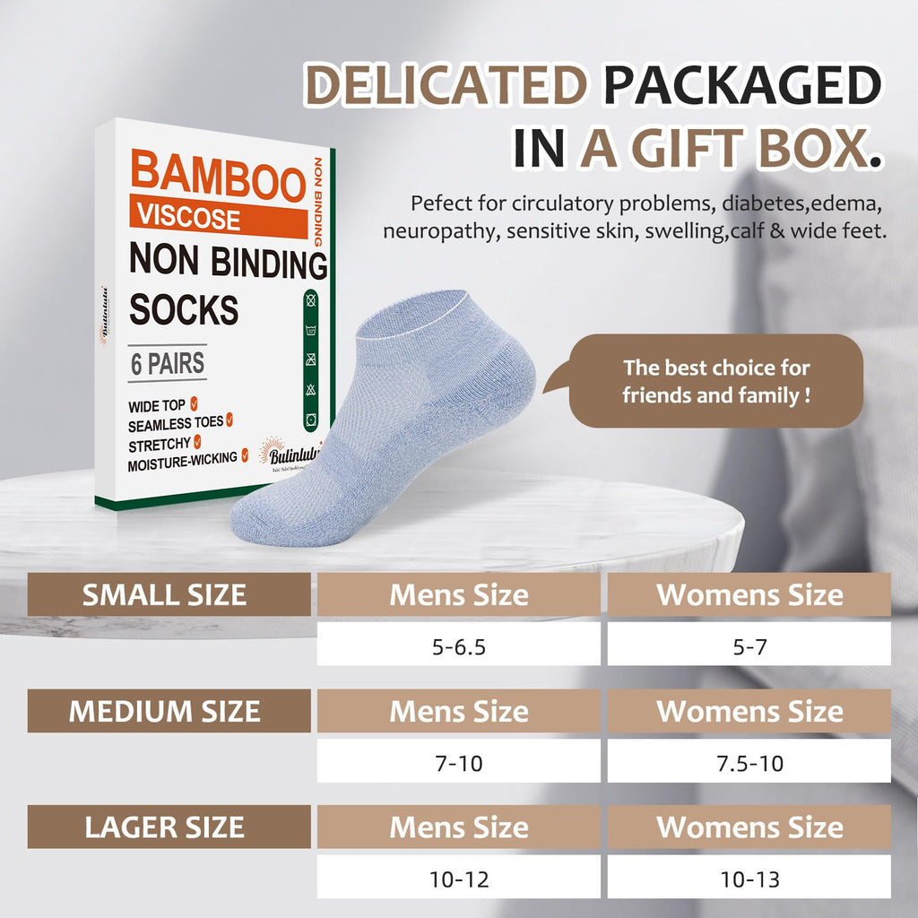 6 Pairs Low Cut Non Binding Bamboo Seamless Socks V849322