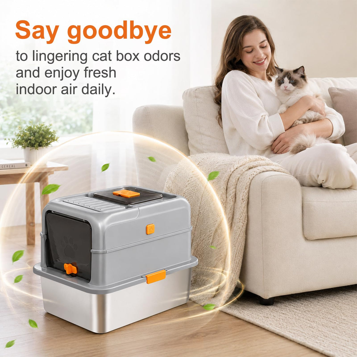 Stainless Steel High Sided Cat Litter Box with Lid X78777