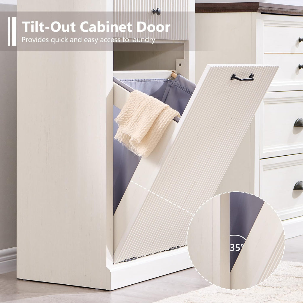 Antique White Tilt-Out Trash Can Cabinet T28245