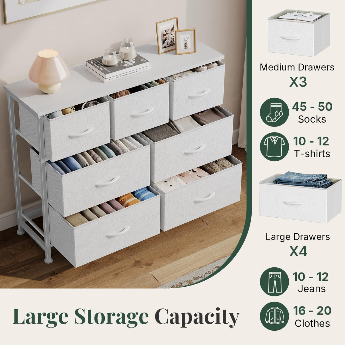 Fabric 7 Drawer Dresser D337224