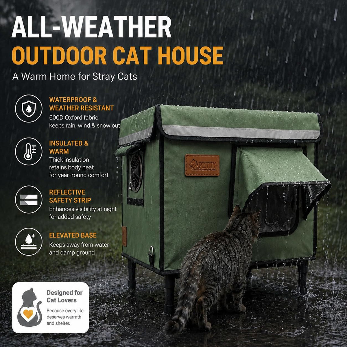Waterproof Insulated Outdoor Cat House H3077