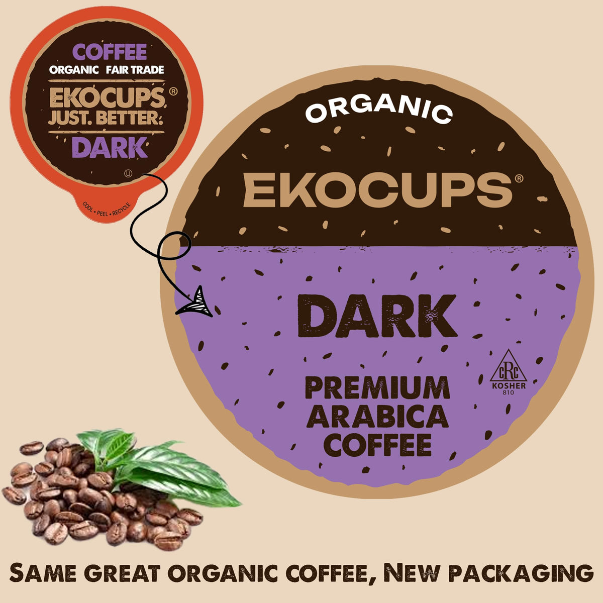 Organic Dark Roast Coffee Pods, 40 Recyclable Capsules R75065