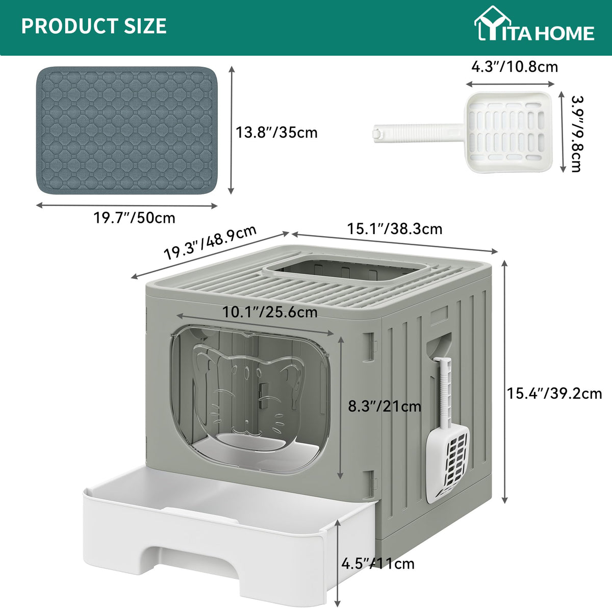 Large Enclosed Cat Litter Box with Lid H159524