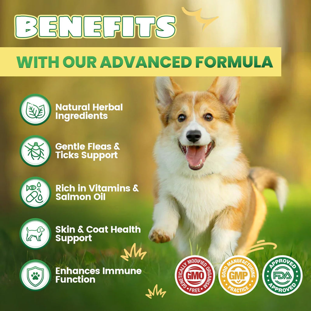 Flea and Tick Prevention for Dogs with Vitamins Fish Oil K364