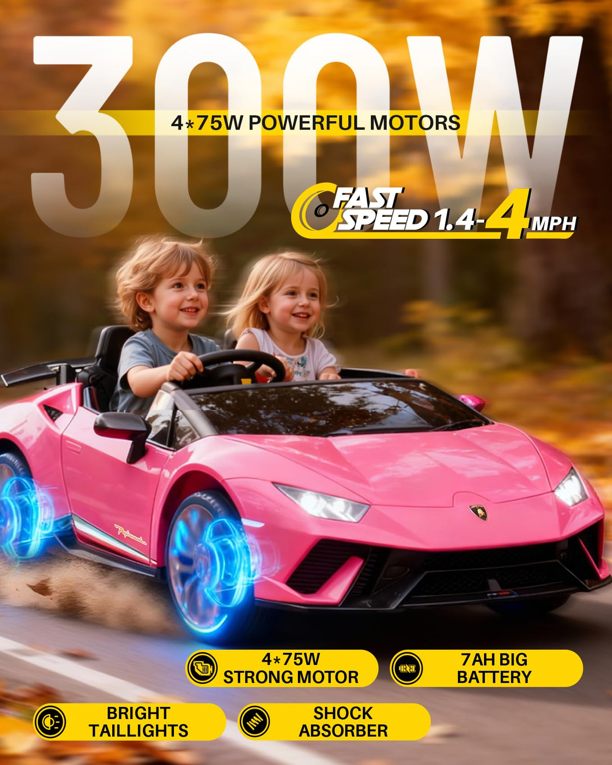 Pink 24V 2 Seater Kids Ride on Car J886