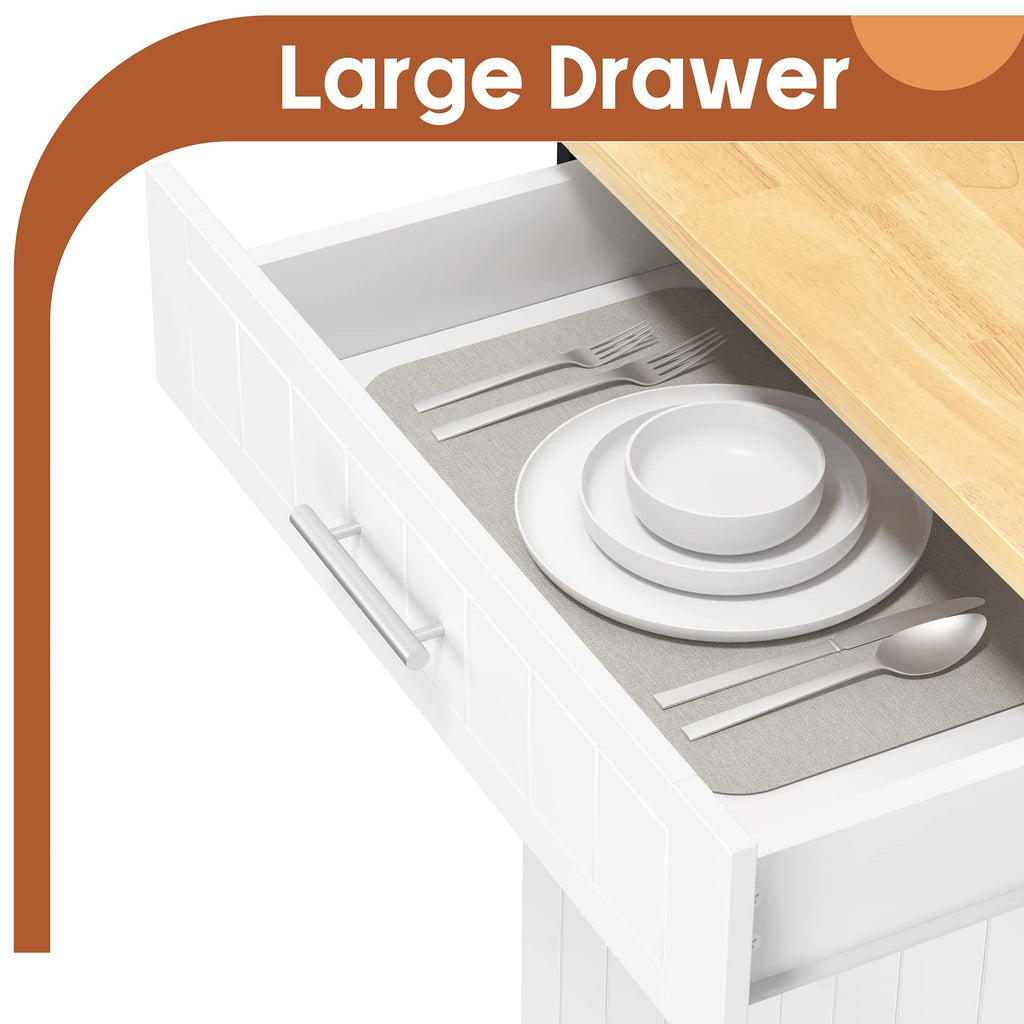 26" Rolling Kitchen Island Cart with Drawer, Shelves, Towel Rack, Lockable Casters, White V88569