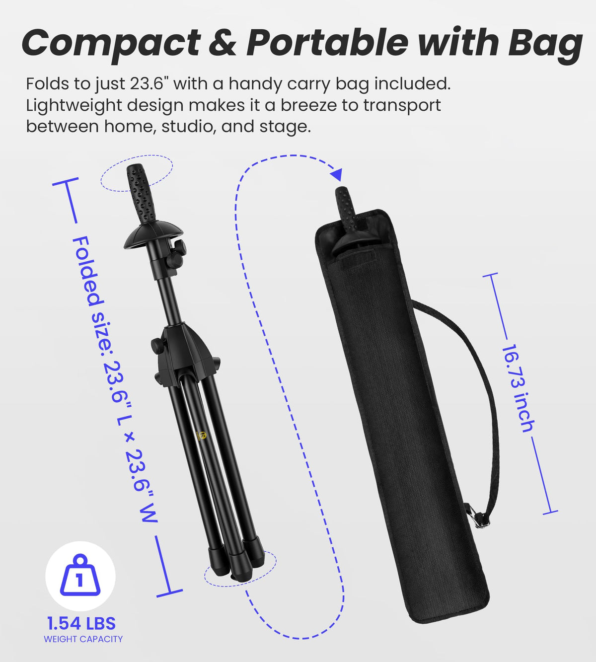 Portable Trombone Stand Adjustable Height with Bag H80543