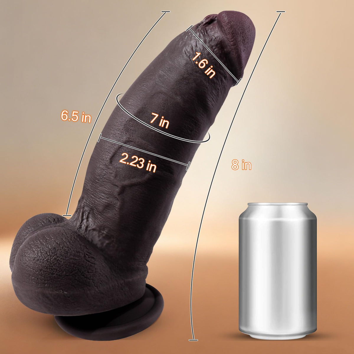 8 Inch Thick Black Dildo with Suction Cup Q639949