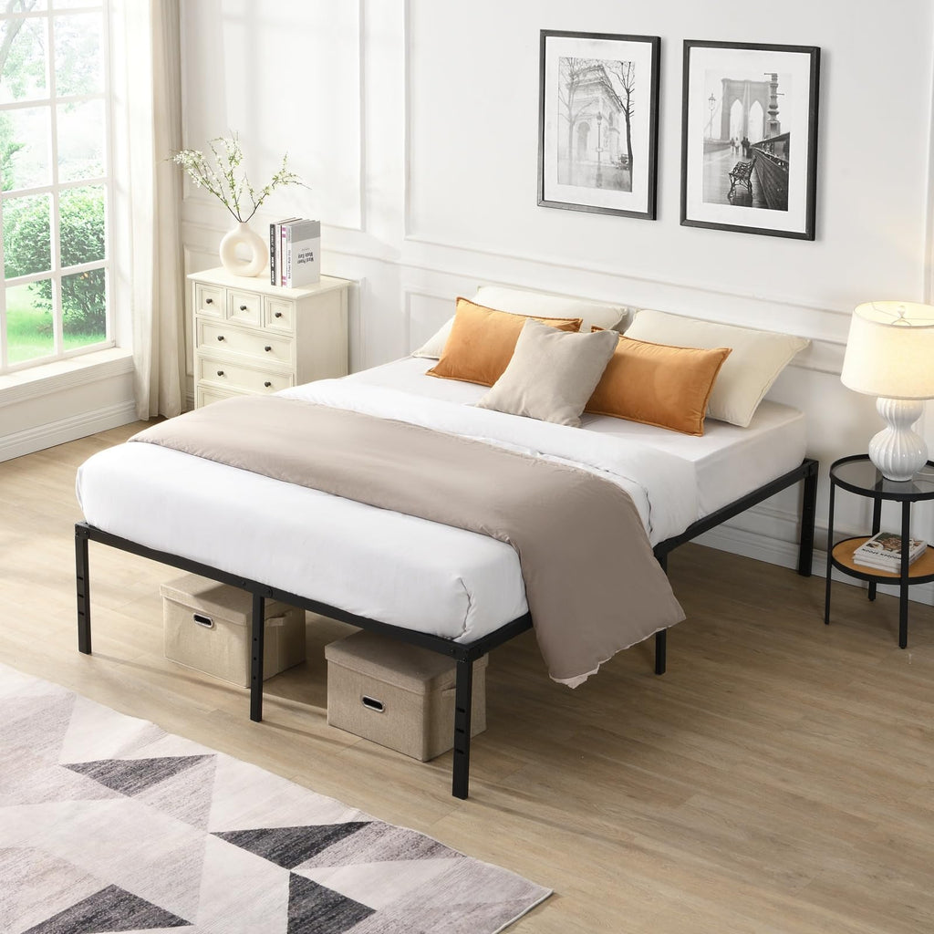 Black Queen Metal Platform Bed Frame G1015