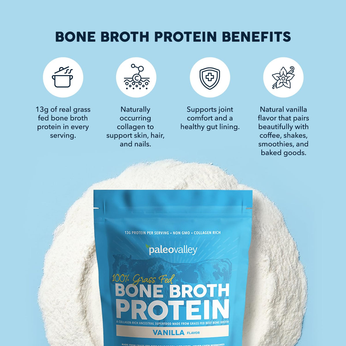 Grass Fed Bone Broth Protein Powder Vanilla P706