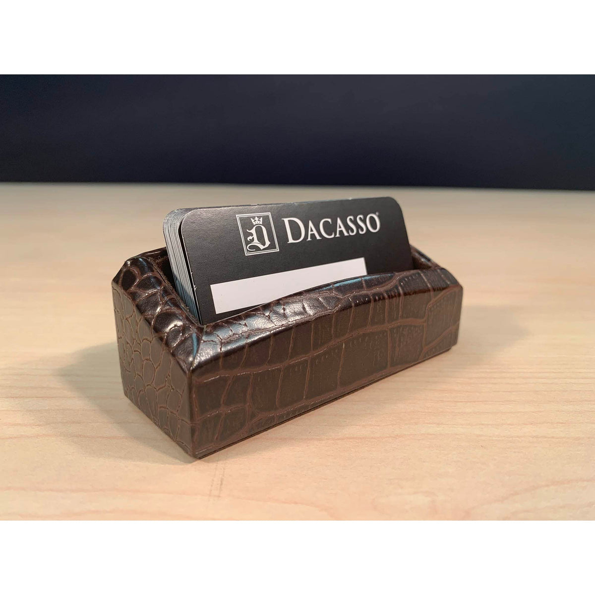Brown Crocodile Embossed Leather Desk Set O8659