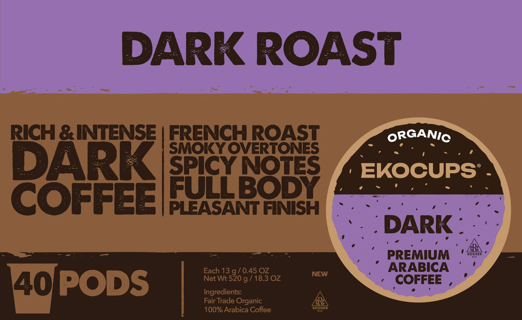 Organic Dark Roast Coffee Pods, 40 Recyclable Capsules R75065