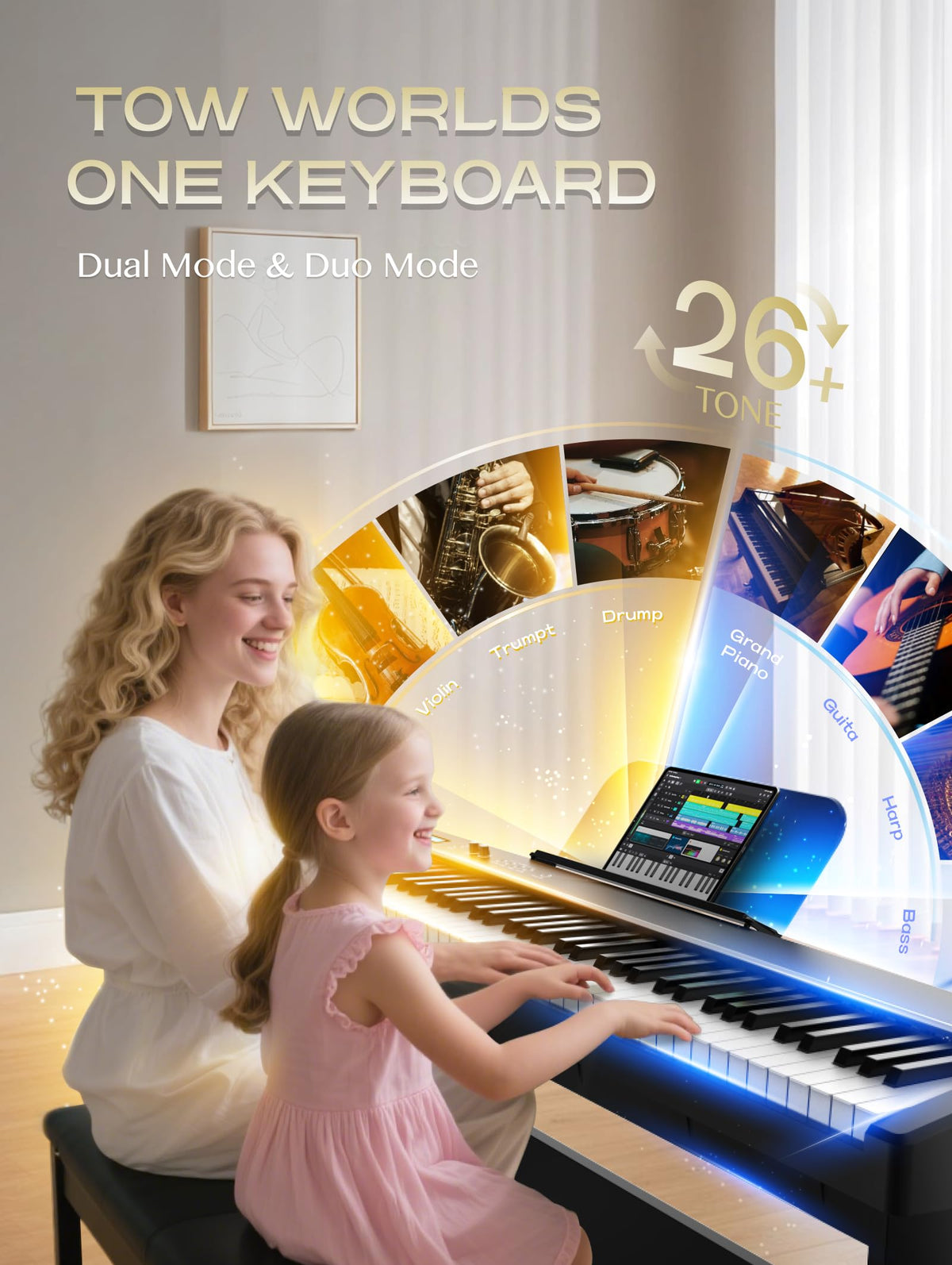 88-Key Weighted Action Digital Piano with Wooden Stand Y767