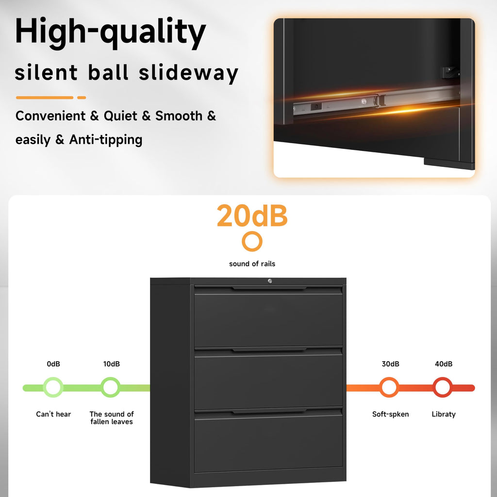 3 Drawer Metal File Cabinet with Lock D17045