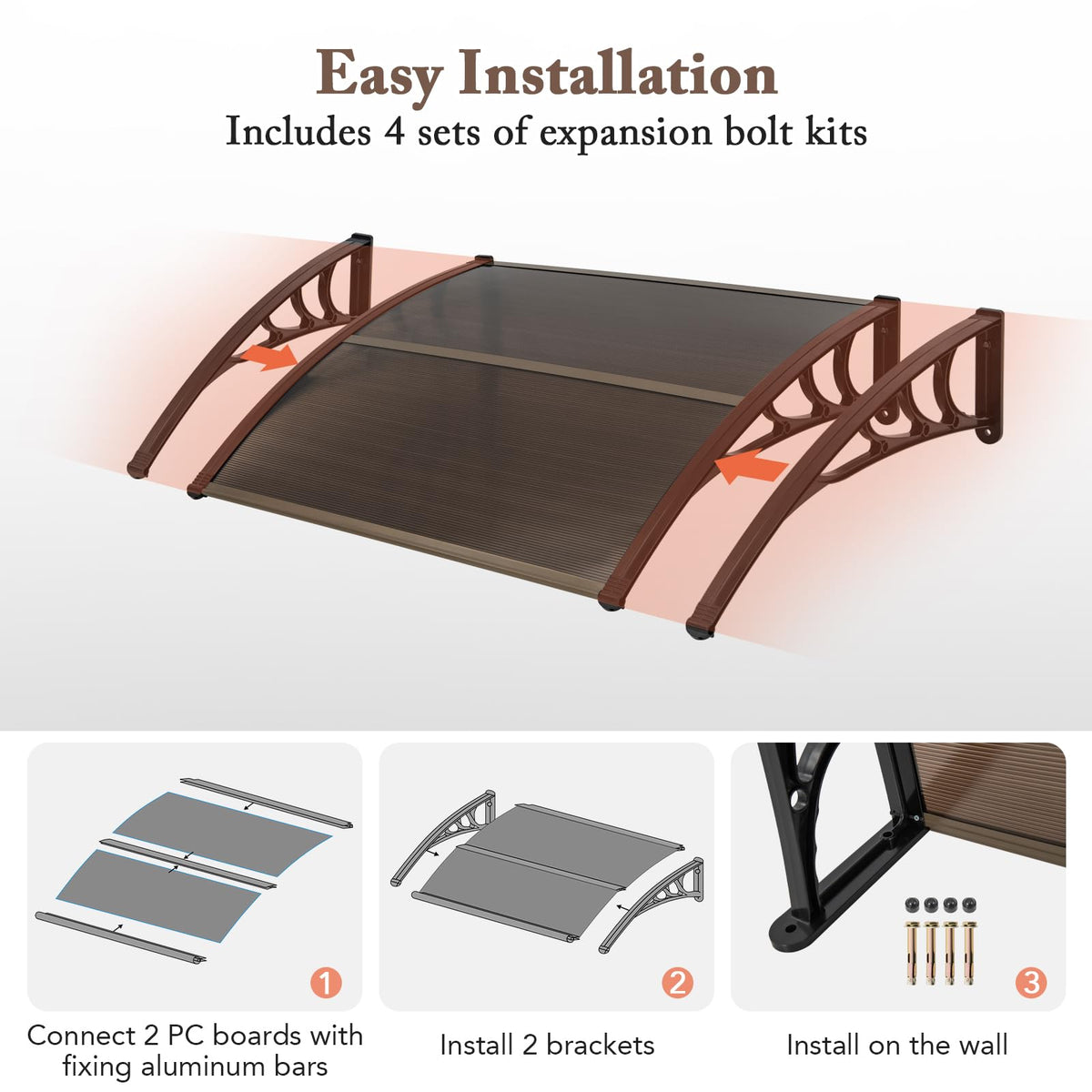 46" x 38" Polycarbonate Door Awning Canopy Y81710