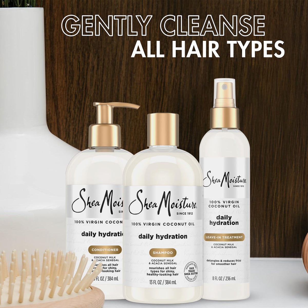 Shampoo & Conditioner + Leave-in Treatment Coconut Oil 3 Piece Set V1655