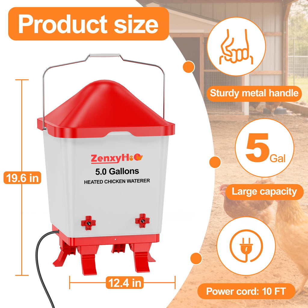 5.0 Gal Heated Chicken Waterer Bucket J542060