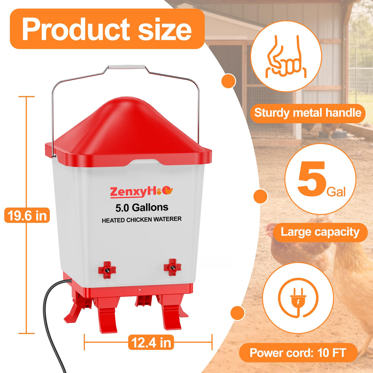 5.0 Gal Heated Chicken Waterer Bucket J542060