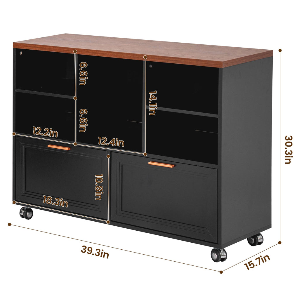 39.3" Lateral File Cabinet with Wheels, 2 Drawers K119