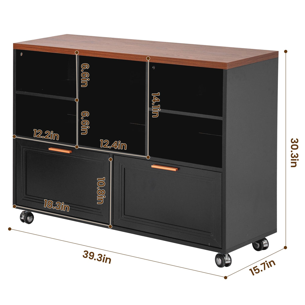 39.3" Lateral File Cabinet with Wheels, 2 Drawers K119