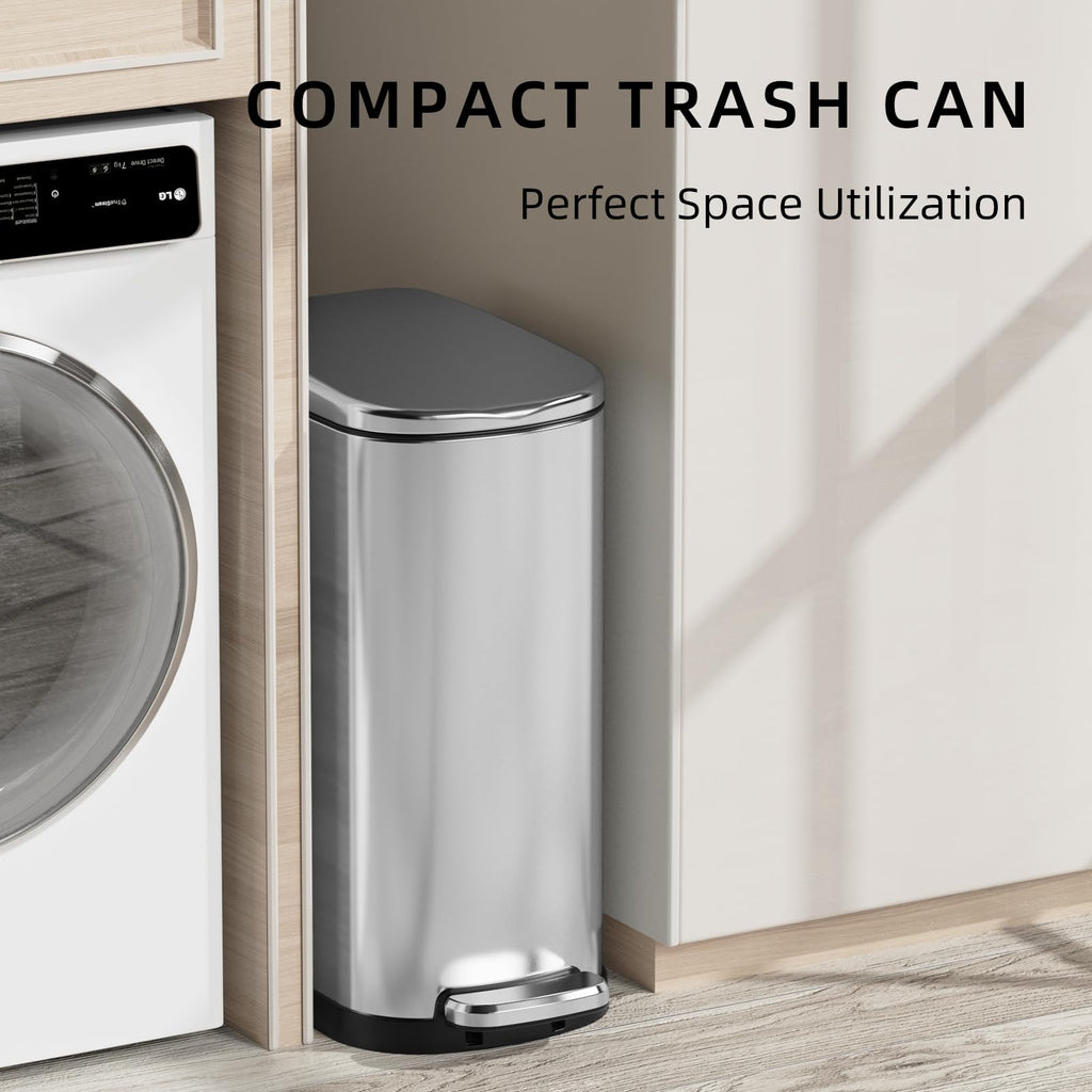 2.6 Gallon Stainless Steel Step Trash Can with Lid Q907