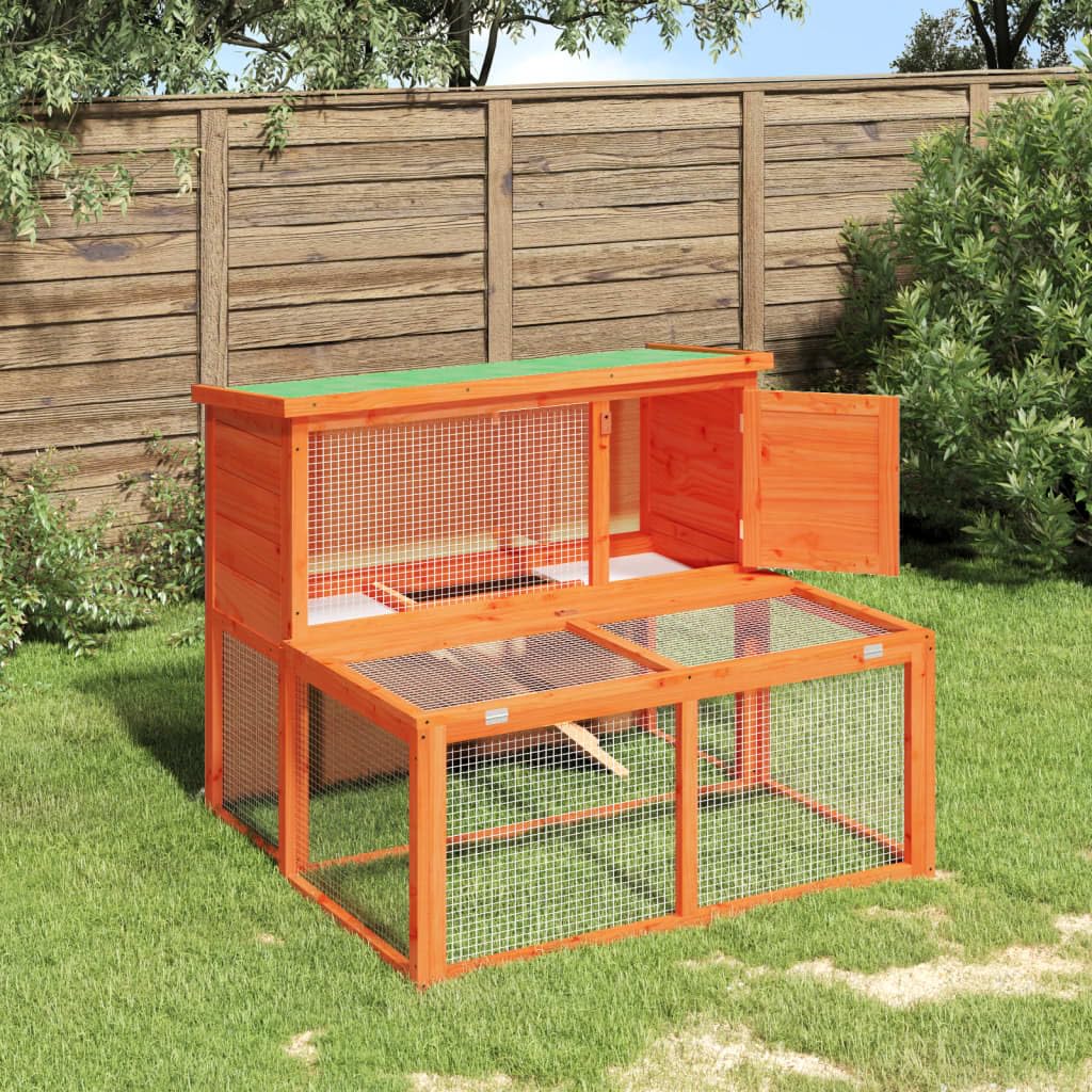 Wooden Rabbit Hutch 2-Tier Small Animal Cage B792433