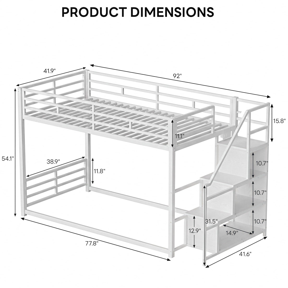 Twin Over Twin Bunk Bed with Stairs Q629479